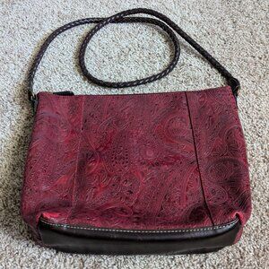 Vintage Relic Purse Womens Red Paisley Embossed Leather Vegan Leather 00s
